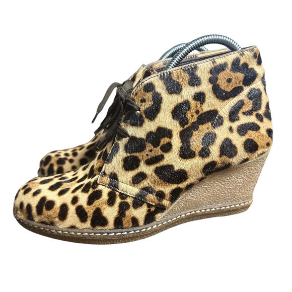 J.Crew Macalister Leopard Calf Hair Wedge Booties - Size 7 - Picture 9 of 10